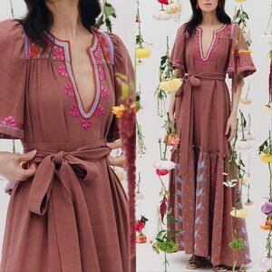 New Mi Golondrina Chela Embroidered Maxi Dress